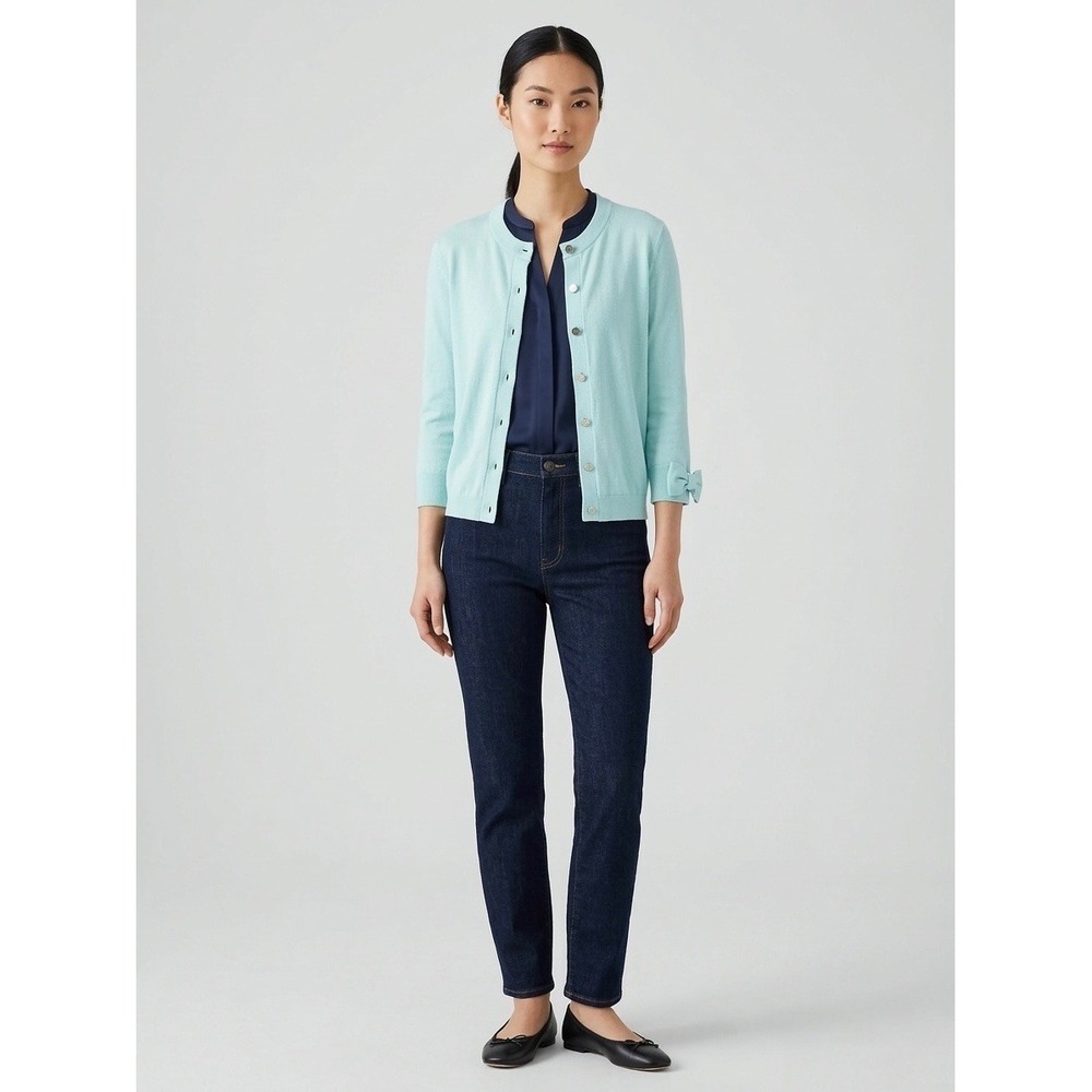 Kate Spade New York Mint Green Bow Cuff 3/4 Sleeve Cashmere Blend Cardigan Large